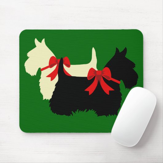 Tapis De Souris Silhouette écossaise Terrier/terriers, vert île (Avec souris)