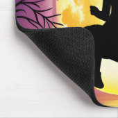 Tapis De Souris Silhouette Fille Sur Arbre Avec Lune (Coin)