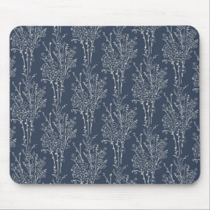 Tapis De Souris Silhouette Florale Dispersée Botanique Nuit Encr