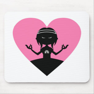 Tapis De Souris Silhouette fraîche de fille de yoga