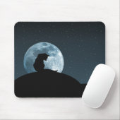 Tapis De Souris Silhouette Mousepad de chat noir (Avec souris)