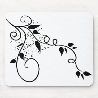 Tapis De Souris Silhouette noire et blanche de branche de remous
