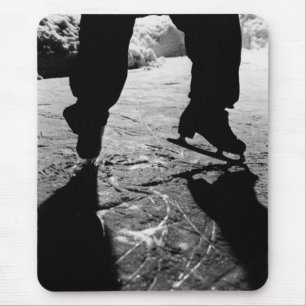 Tapis De Souris Silhouette noire et blanche de patins