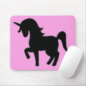 Tapis De Souris Silhouette rose noire de licorne (Avec souris)