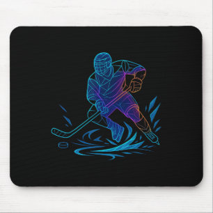 Tapis De Souris Silhouette Sports Puck Athlète Action Art Hockey P