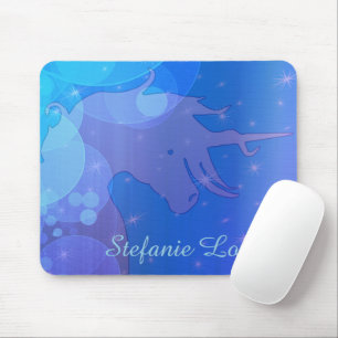 Tapis De Souris Silhouette Unicorne (étoiles bleues)