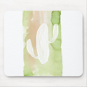 Tapis De Souris Silhouette verte de cactus d'aquarelle