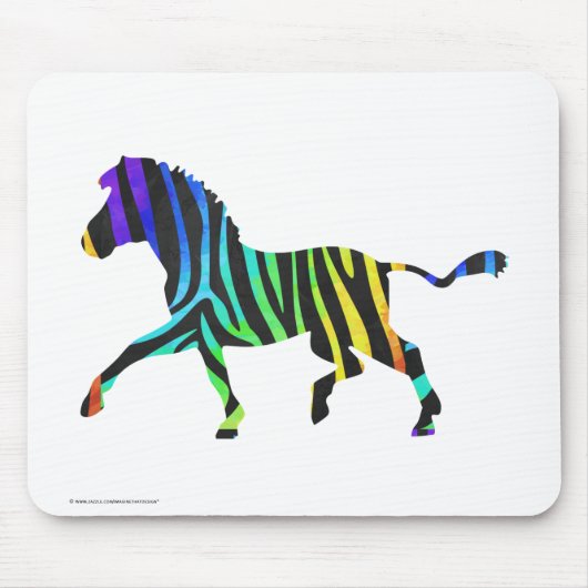 Tapis De Souris Silhouette Zebra noir et arc-en-ciel (Devant)