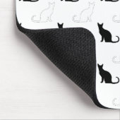 Tapis De Souris Silhouettes de chats noirs et blancs (Coin)