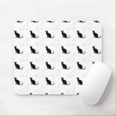 Tapis De Souris Silhouettes de chats noirs et blancs (Avec souris)