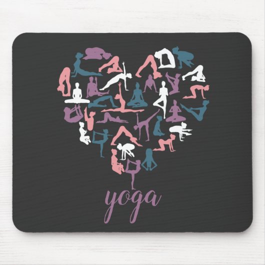 Tapis De Souris Silhouettes de Yoga Love (Devant)