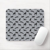 Tapis De Souris Silhouettes gris noir sur gris (Avec souris)
