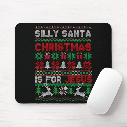 Tapis De Souris Silly Santa Christmas Is For Jesus Christian Chris (Avec souris)