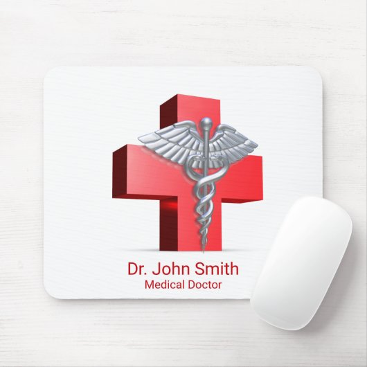 Tapis De Souris Silver 3D Caduceus Croix Rouge Médicale (Avec souris)