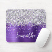 Tapis De Souris Silver Glitter Amethyst Glam Name (Avec souris)