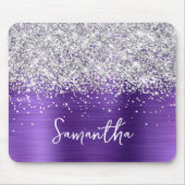 Tapis De Souris Silver Glitter Amethyst Glam Name (Devant)