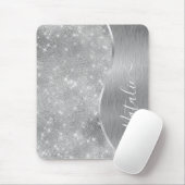 Tapis De Souris Silver Glitter Glam Bling Personalized (Avec souris)