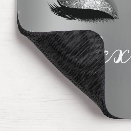 Tapis De Souris Silver Glitter Sparkle Eyelashes Monogram (Coin)