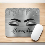 Tapis De Souris Silver Glitter Sparkle Eyelashes Monogram<br><div class="desc">Argent Faux Parties scintillant à étincelles métalliques broyées Monogramme en métal brossé Nom et cils initiaux (cils),  Extensions Eyelash et Eyes Mousepad. Le design fait le cadeau parfait pour 16 ans,  mariage,  douche nuptiale,  anniversaire,  baby shower ou bachelorette pour quelqu'un à la recherche d'un style cool tendance.</div>