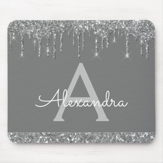 Tapis De Souris Silver Grey Moderne Parties scintillant étincelant (Devant)