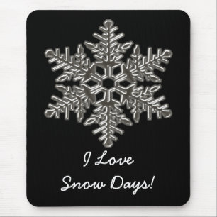 Tapis De Souris Silver Metal Deco Snow Fall Snowflakes