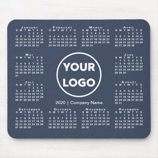 Tapis De Souris Simple 2020 Calendrier Business Logo sur Navy Blue (Devant)