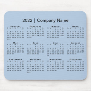 Tapis De Souris Simple 2022 Calendrier Nom de l'entreprise en bleu