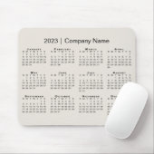 Tapis De Souris Simple 2023 Calendar with Company Name on Beige (Avec souris)