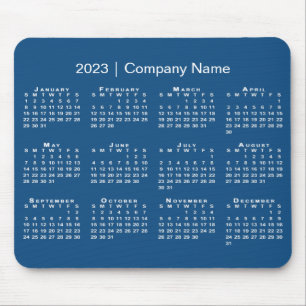 Tapis De Souris Simple 2023 Calendrier Nom de l'entreprise sur Blu