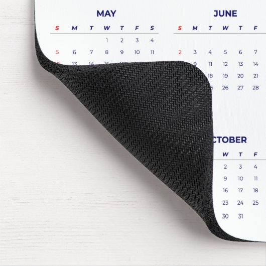 Tapis De Souris Simple 2024 Année En Un Coup D'Oeil Calendrier Ble (Coin)