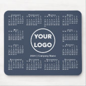 Tapis De Souris Simple 2024 Calendrier Business Logo sur Navy Blue (Devant)