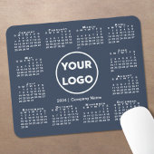 Tapis De Souris Simple 2024 Calendrier Business Logo sur Navy Blue