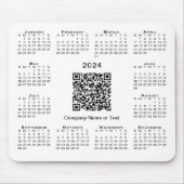 Tapis De Souris Simple 2024 Calendrier Business QR Code sur blanc (Devant)