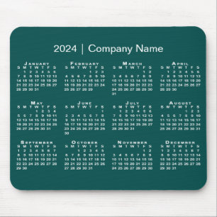 Tapis De Souris Simple 2024 Calendrier Nom de l'entreprise sur Blu