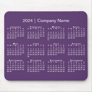 Tapis De Souris Simple 2024 Calendrier Nom de l'entreprise sur Pur