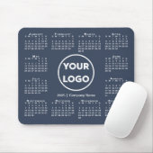 Tapis De Souris Simple 2025 Calendrier Business Logo sur Navy Blue (Avec souris)