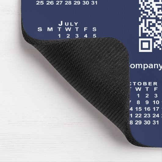 Tapis De Souris Simple 2025 Calendrier Business QR Code on Navy Bl (Coin)