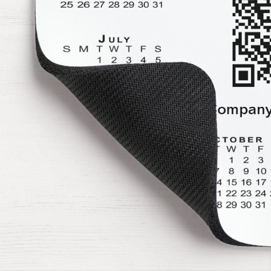 Tapis De Souris Simple 2025 Calendrier Business QR Code sur blanc (Coin)