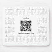 Tapis De Souris Simple 2025 Calendrier Business QR Code sur blanc (Devant)
