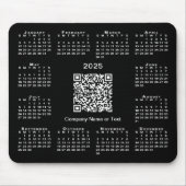 Tapis De Souris Simple 2025 Calendrier Business QR Code sur noir (Devant)