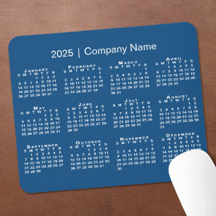 Tapis De Souris Simple 2025 Calendrier Nom de l'entreprise sur Blu