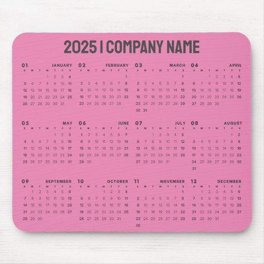 Tapis De Souris Simple 2025 Calendrier Nom de l'entreprise | Tout (Devant)