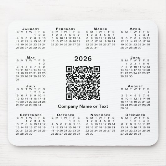 Tapis De Souris Simple 2026 Calendar Business QR Code on White (Devant)