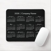 Tapis De Souris Simple 2026 Calendar Company Name on Black (Avec souris)