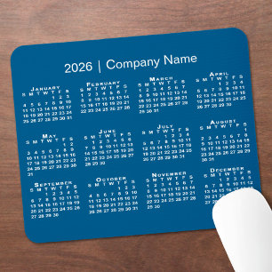 Tapis De Souris Simple 2026 Calendrier Nom de l'entreprise sur Blu