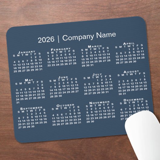 Tapis De Souris Simple 2026 Calendrier Nom de l'entreprise sur Nav