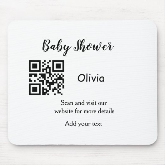 Tapis De Souris Simple baby shower site web code-barres QR ajouter (Devant)