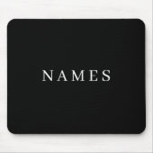 Tapis De Souris Simple Black Custom Ajouter Votre Nom Élégant (Devant)