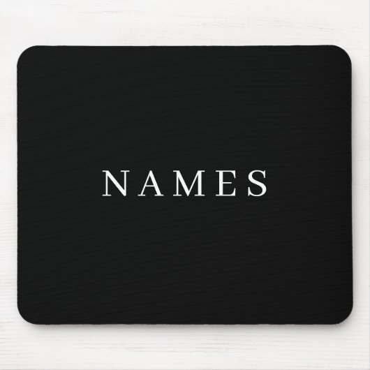 Tapis De Souris Simple Black Custom Ajouter Votre Nom Élégant (Devant)