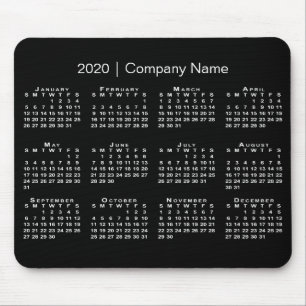 Tapis De Souris Simple Black White 2020 Calendrier Nom de la socié